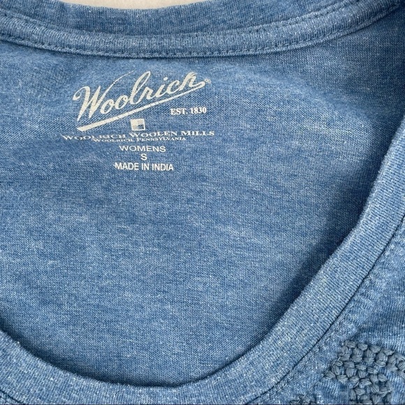 WOOLRICH Womens Blue Short Sleeved T-Shirt Decorative Neckline size: Small - Picture 4 of 7